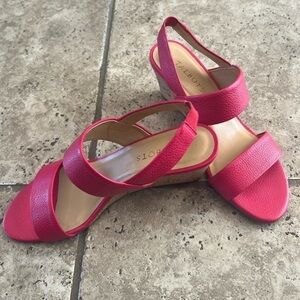 Talbots Red Wedge Sandals with Adjustable Straps